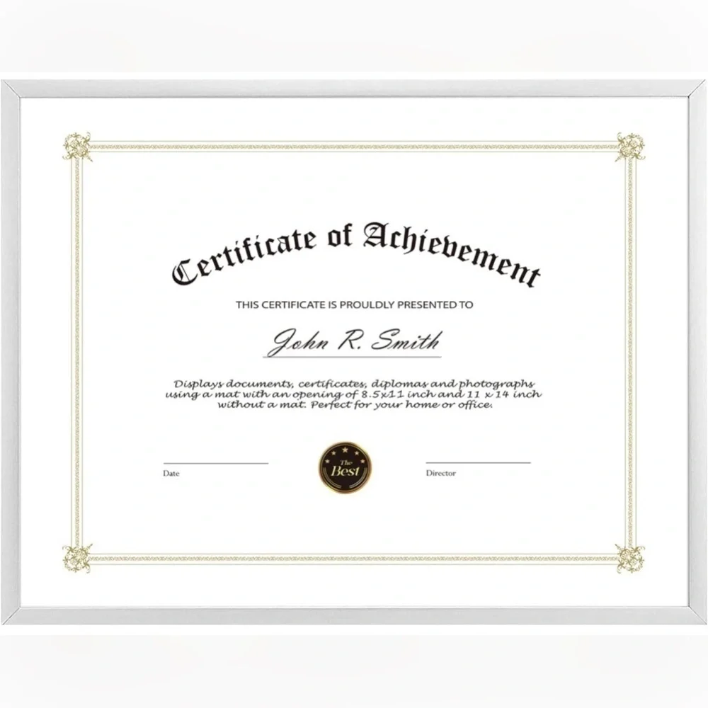 Golden State Art 8.5x11 Aluminum Certificate Diploma Frame 8.5 x 11 Silver